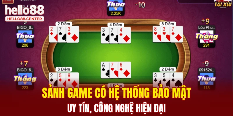 Sảnh game có hệ thống bảo mật uy tín, công nghệ hiện đại